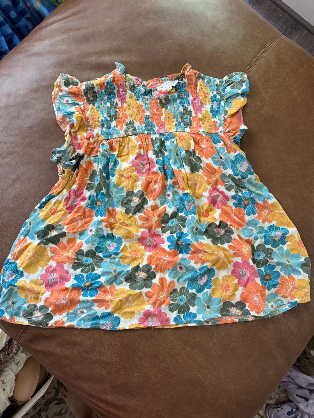 Floral Smocked Cap-Sleeve Blouse - Multicolor